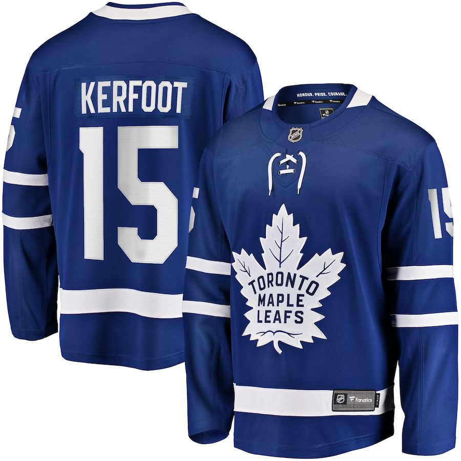 Men Toronto Maple Leafs 15 Alexander Kerfoot Fanatics Branded Blue Replica Player NHL Jersey